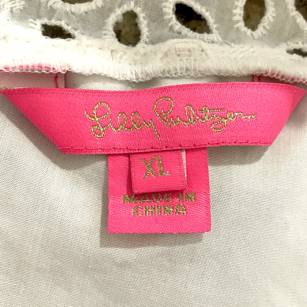 LILLY PULITZER Chandler Women’s Size XL Resort White Crisp Cotton Eyelet Top NEW - Picture 2 of 8